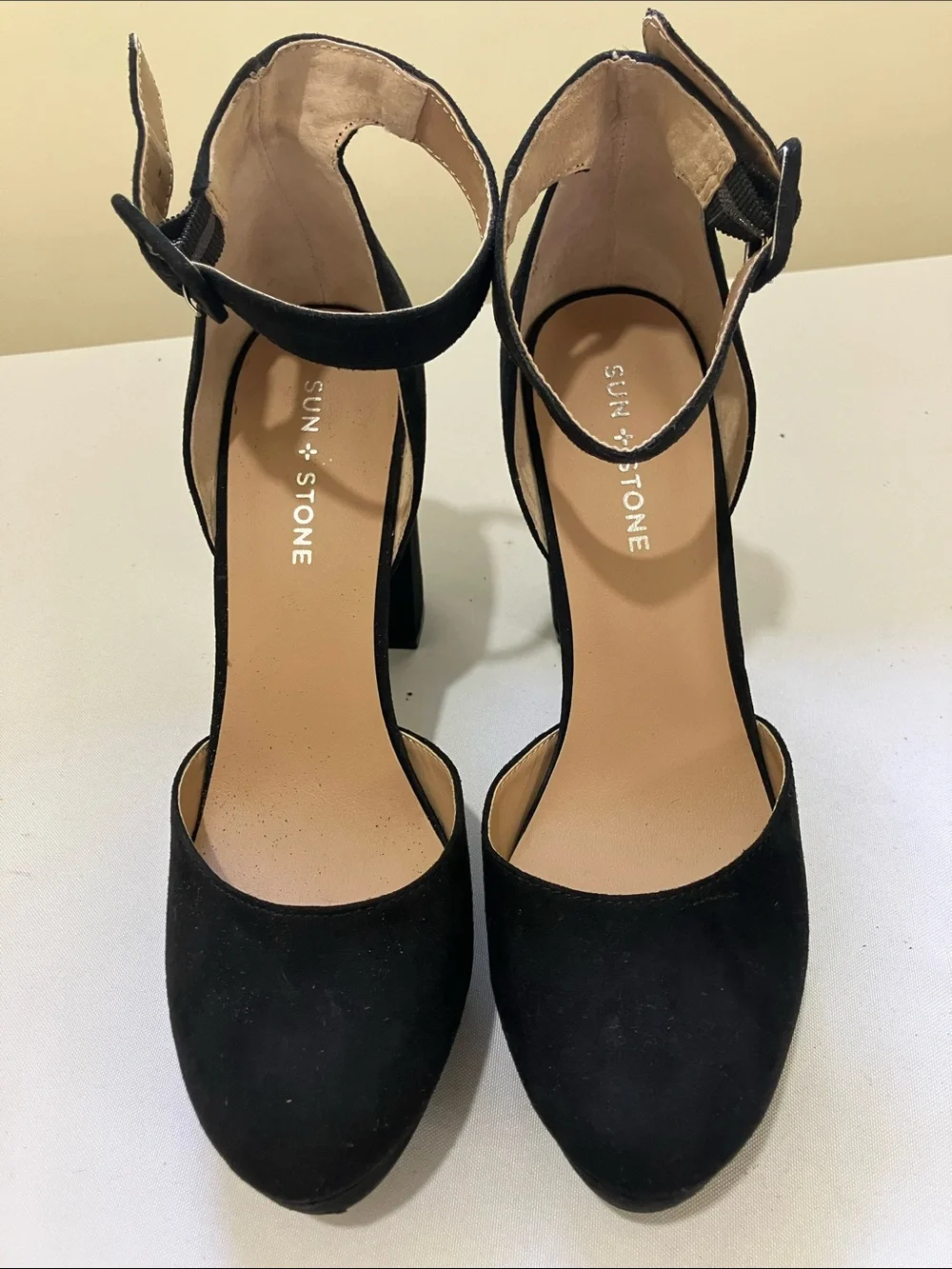 adidas Black Suede Platform Block Heel Sandals